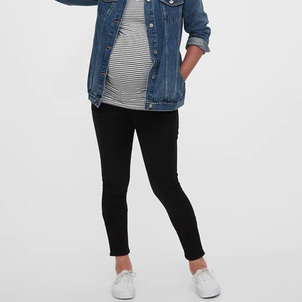 Gap Black Maternity True Waist Full Panel True Skinny Jeans Size 30 Long